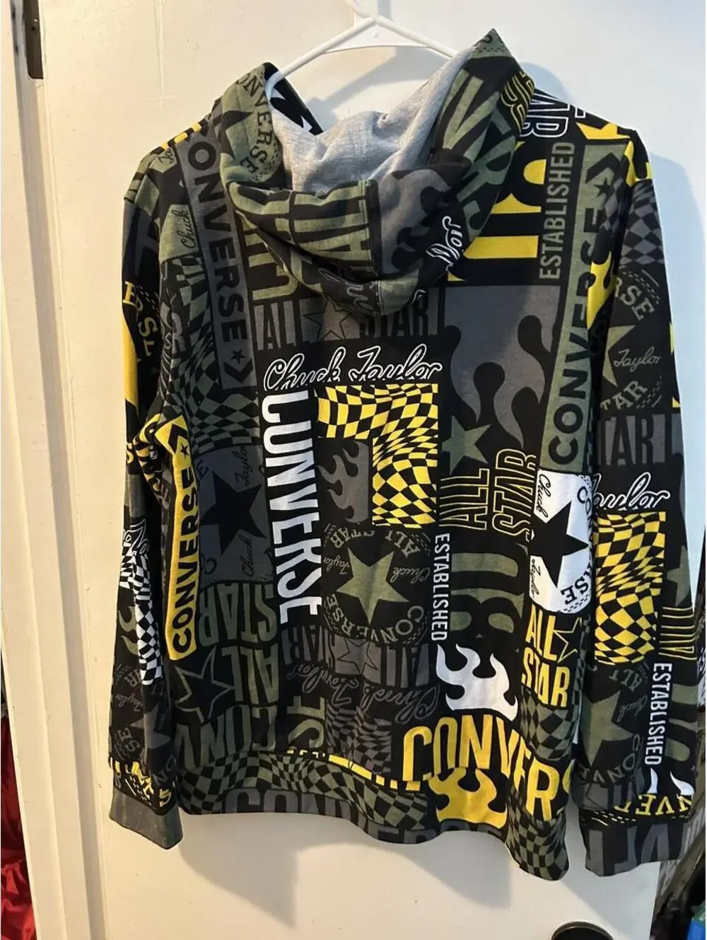 Converse Kids' XL Hoodie with All-Over Chuck Taylor and All Star Logo Print, New